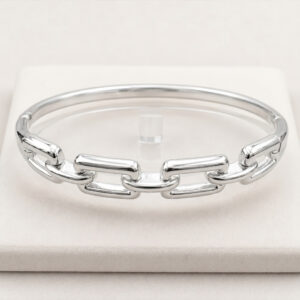 Bracelete Prata Elo Luxo em Aço 316