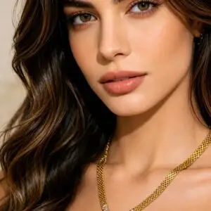 Colar Dourado Cristal em Aço 316