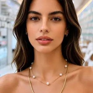 Colar Dourado Pérola em Aço 316