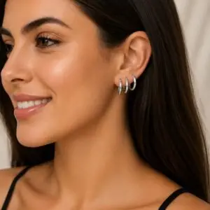 Trio de Argolinhas em Aço Prata 316L – 3 Pares + Caixa Presente